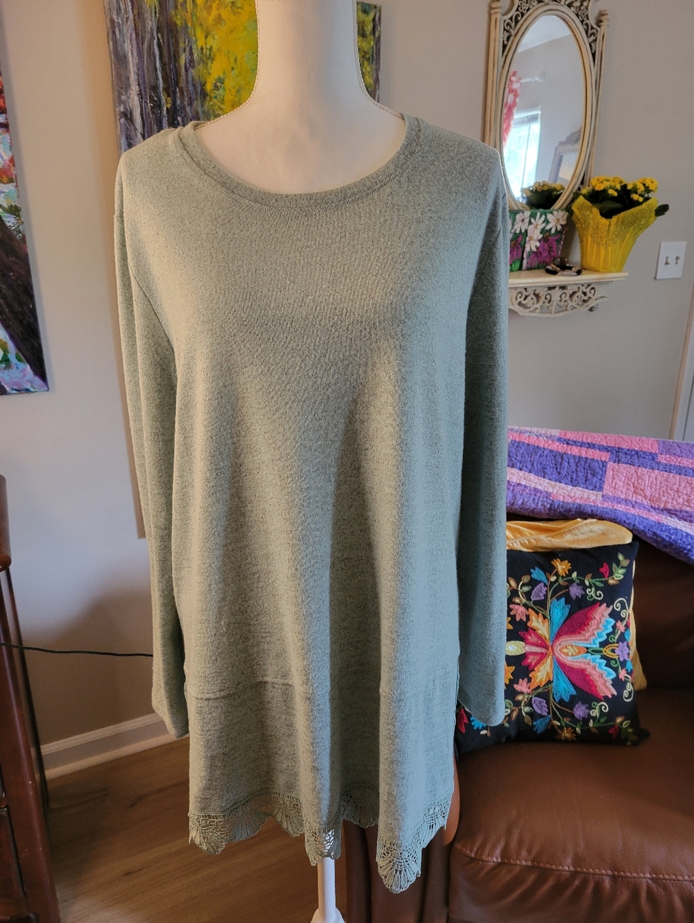 Clover + Pine Mint Green Knit Top - XXL